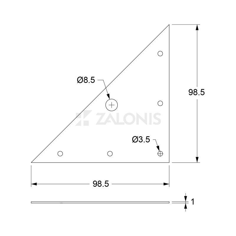ΑΝΑΡΤΗΡΑΣ ΕΡΜΑΡΙΩΝ ΤΡΙΓΩΝΙΚΟΣ 10x10x0.1 cm / ΓΑΛΒΑΝΙΖΕ