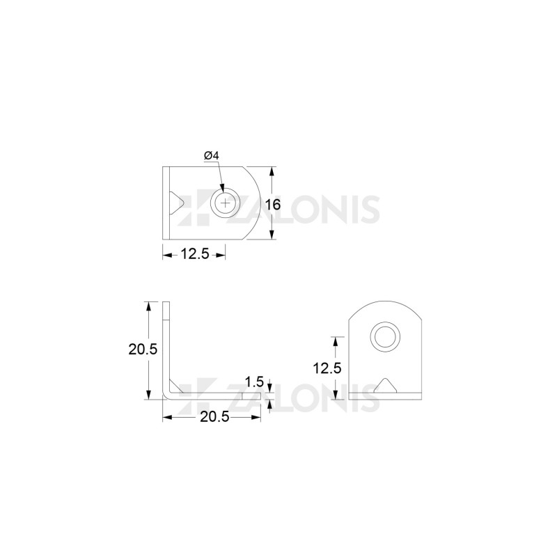 ΓΩΝΙΑ m.202 / 20x20x16 / ΜΑΥΡΟ ΜΕΤΑΛΛΙΚΕΣ ΓΩΝΙΕΣ ΕΠΙΠΛΩΝ