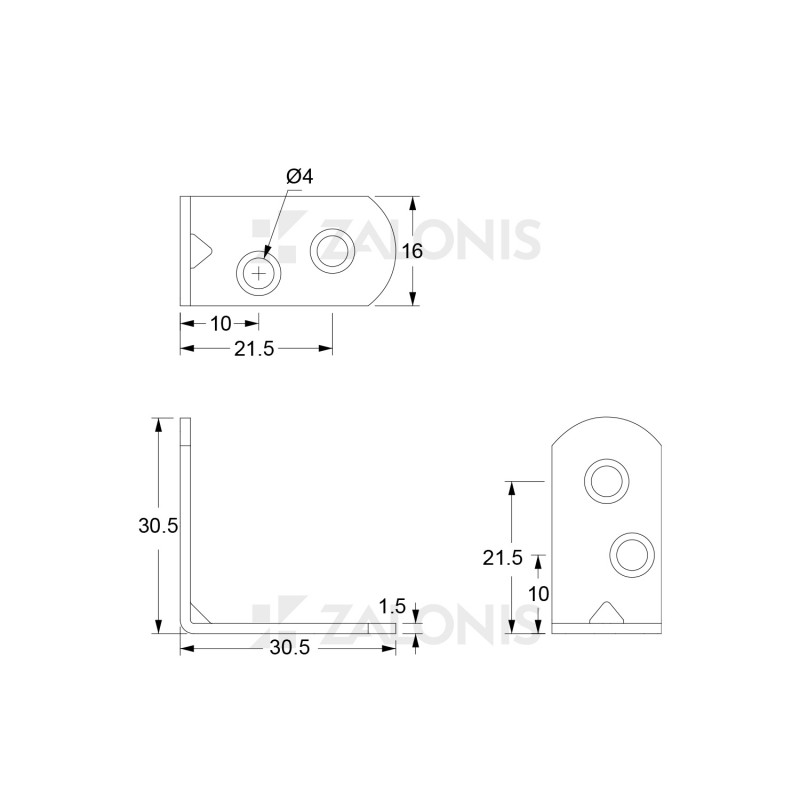 ΓΩΝΙΑ m.202 / 30x30x16 / ΜΑΥΡΟ ΜΕΤΑΛΛΙΚΕΣ ΓΩΝΙΕΣ ΕΠΙΠΛΩΝ