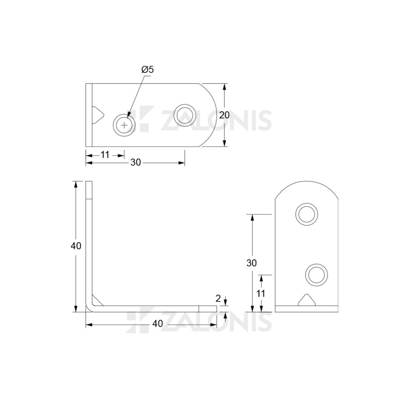 ΓΩΝΙΑ m.202 / 40x40x20 / ΜΑΥΡΟ ΜΕΤΑΛΛΙΚΕΣ ΓΩΝΙΕΣ ΕΠΙΠΛΩΝ
