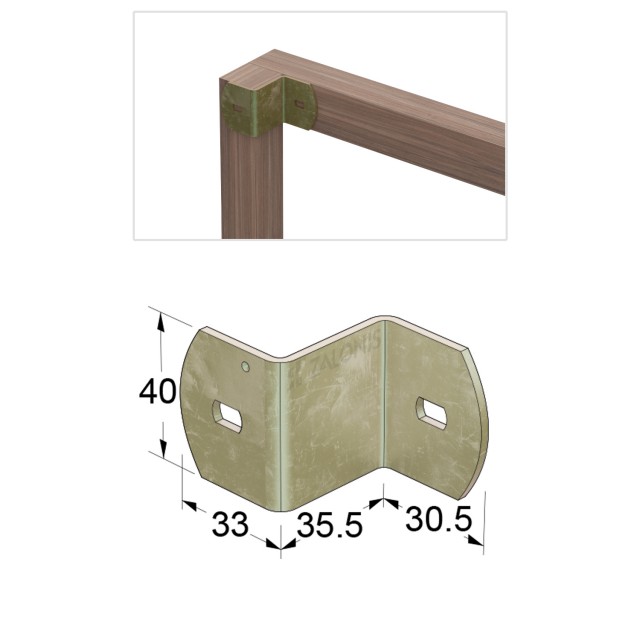 ΓΩΝΙΑ ΣΥΝΔΕΣΗΣ ΖΗΤΑ / 40x33x2.5 mm / ΙΡΙΔΙΟ