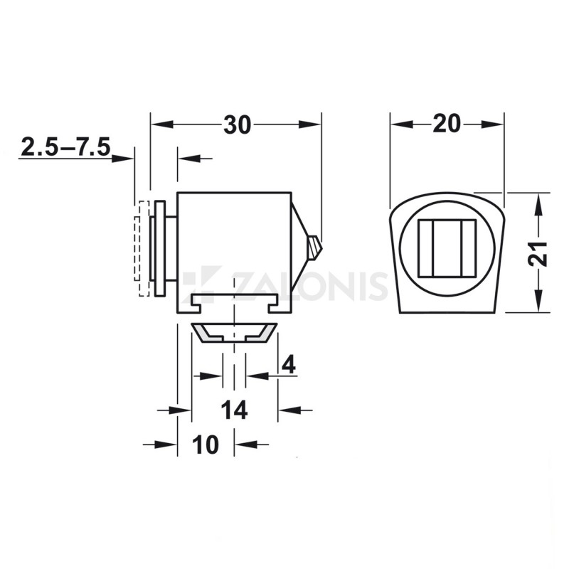 BROWN ADJUSTABLE MAGNETIC CATCH / 4 Kg FURNITURE MAGNETS