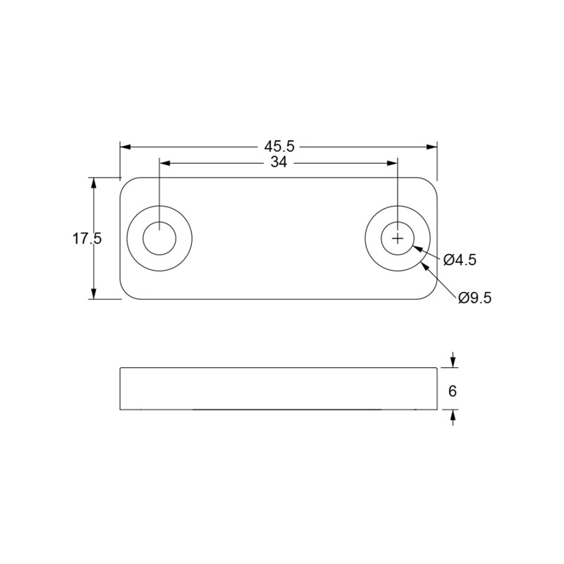 COUNTERPART OF MAGNETIC CATCH m.612 / 6x17x45 / WHITE