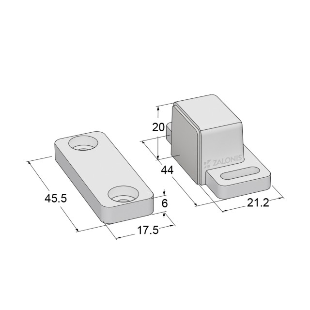 ΜΑΓΝΗΤΗΣ ΕΠΙΠΛΩΝ m.612 + ΑΝΤΙΚΡΙΣΜΑ / 20x21x44 / ΛΕΥΚΟ