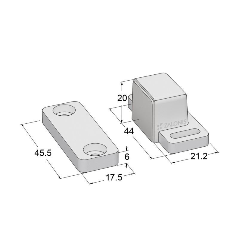 ΜΑΓΝΗΤΗΣ ΕΠΙΠΛΩΝ m.612 + ΑΝΤΙΚΡΙΣΜΑ / 20x21x44 / ΛΕΥΚΟ