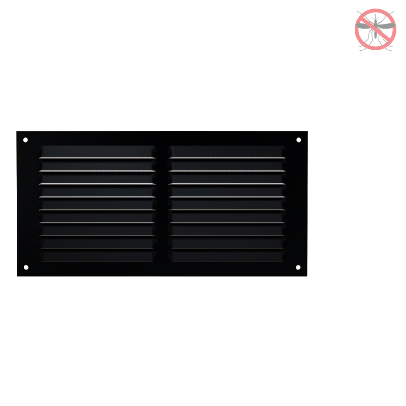AIR VENTILATION GRILLE COVER WITH INSECTS NET 10x20cm / BLACK