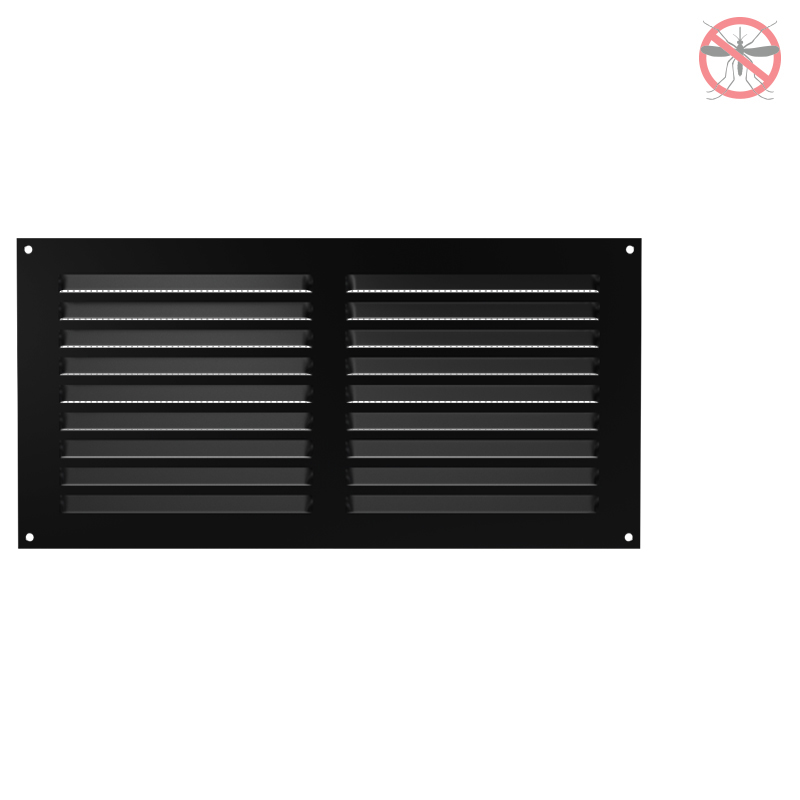 AIR VENTILATION GRILLE COVER WITH INSECTS NET 15x30cm / BLACK