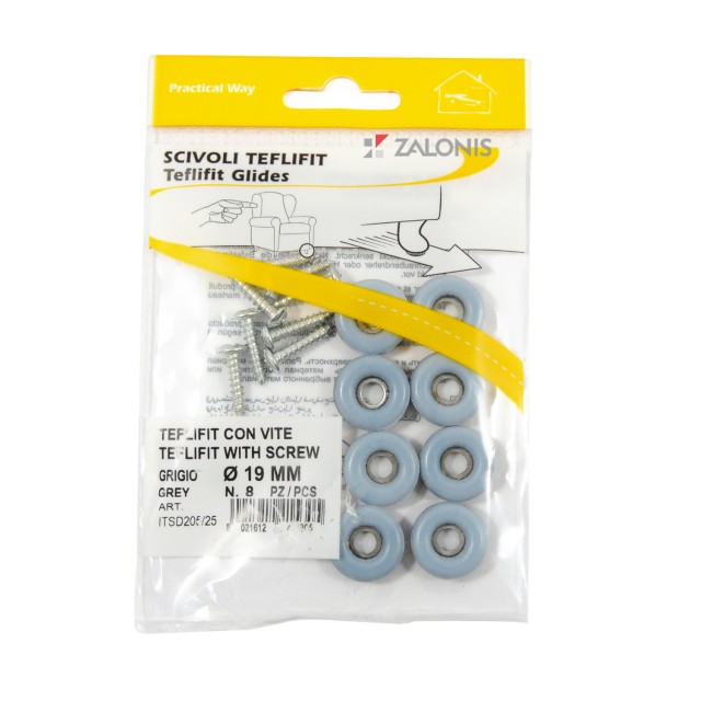  GLIDE WITH SCREW D.19 / GRAY / 8 PIECES