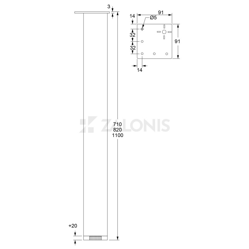 ΠΟΔΙ ΤΕΤΡΑΓΩΝΟ 60x60 / ΝΙΚΕΛ ΜΑΤ