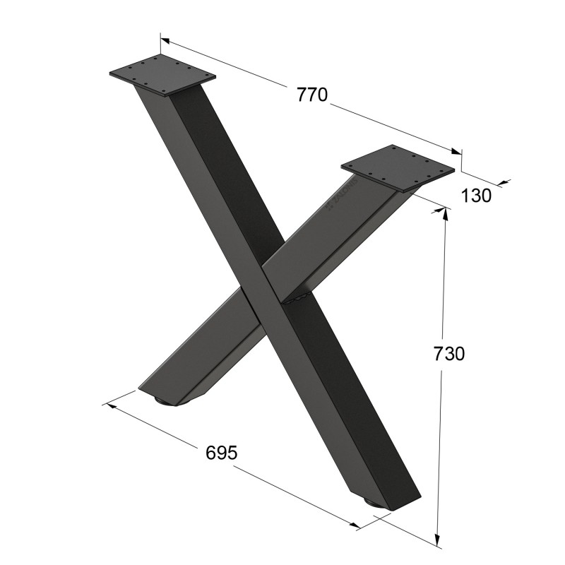 ΠΟΔΙ ΤΡΑΠΕΖΙΟΥ X m.680 80x80 / Υ. 730 / ΜΑΥΡΟ ΜΑΤ