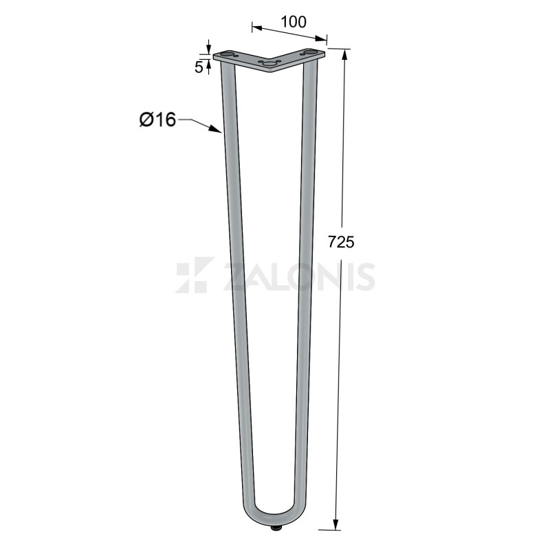 ΠΟΔΙ ΤΡΑΠΕΖΙΟΥ HAIRPIN 2-ROD VINTAGE / Υ.725 / ΓΚΡΙ