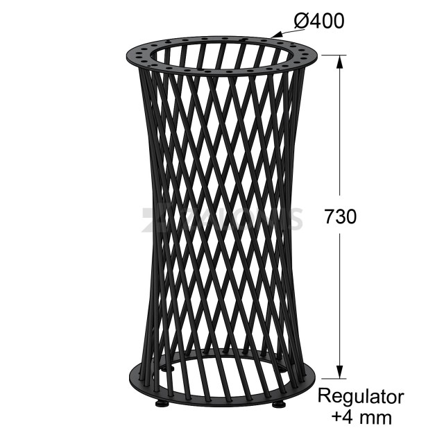 ΠΟΔΙ BISTRO m.628 / D. 400 / Υ.730 mm / ΜΑΥΡΟ ΜΑΤ