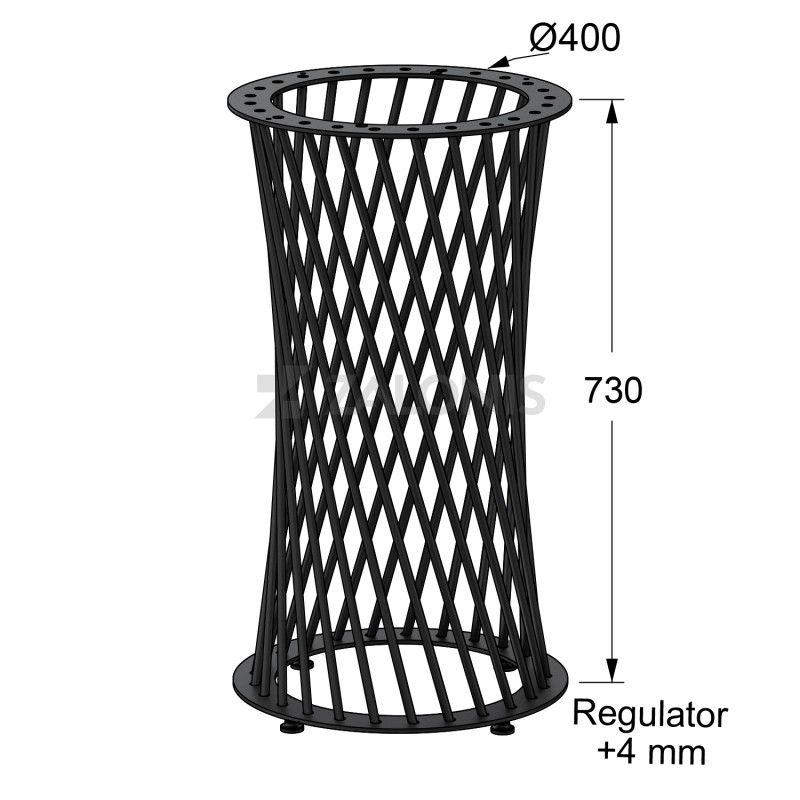 ΠΟΔΙ BISTRO m.628 / D. 400 / Υ.730 mm / ΜΑΥΡΟ ΜΑΤ