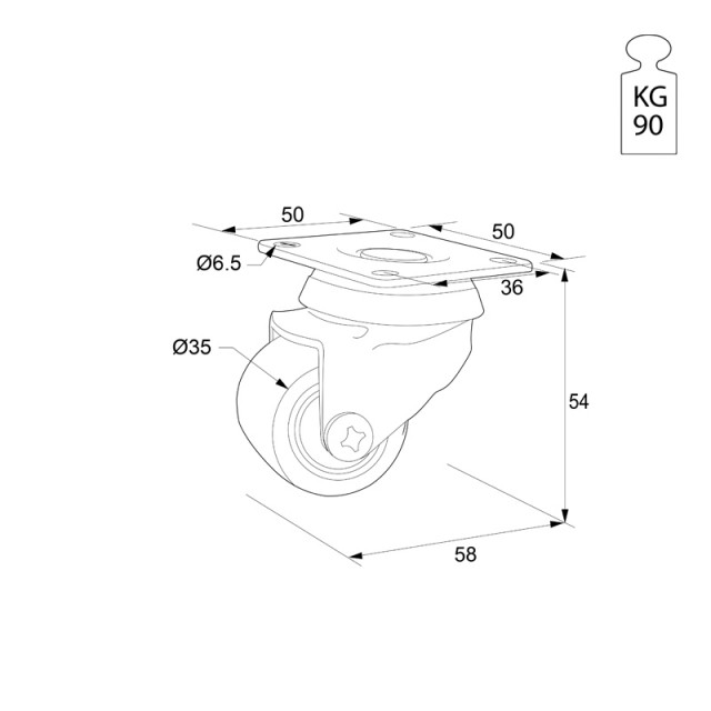 ΡΟΔΑ Φ.35/Y.54/90Kg ΠΛΑΚΑ 50x50 / ΠΟΡΤΟΚΑΛΙ