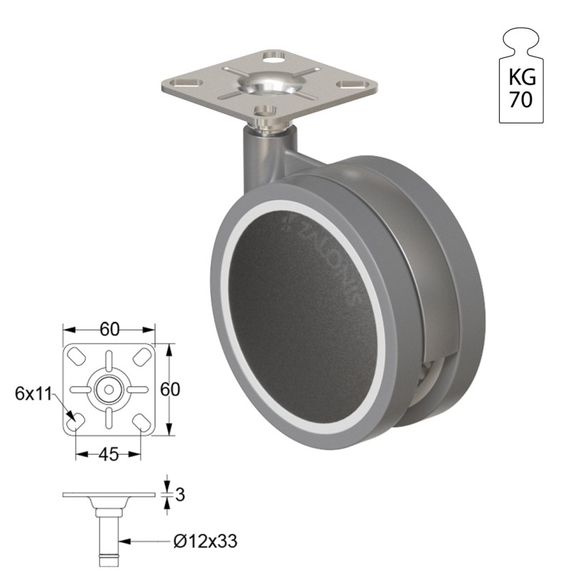 ΡΟΔΑ SR METAL Φ.100 Υ.125 ΣΕΙΡΑ SR METAL / 40-100 Kg