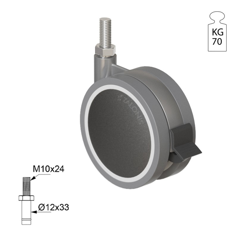 ΡΟΔΑ SR METAL Φ.100 Υ.125 / ΜΕ ΦΡΕΝΟ ΣΕΙΡΑ SR METAL / 40-100 Kg