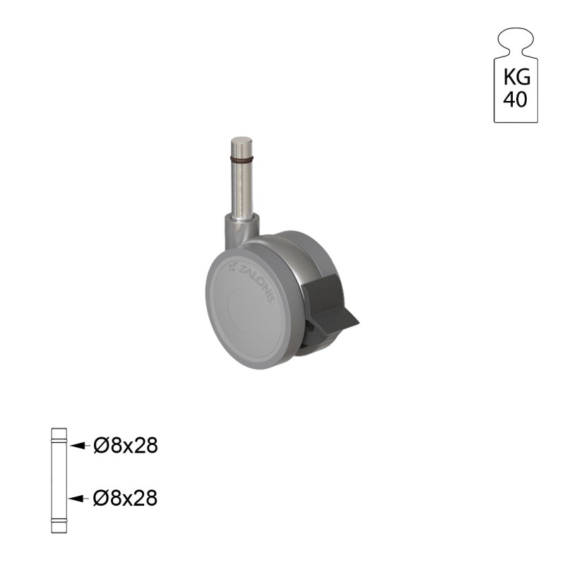 ΡΟΔΑ SR METAL Φ.40 Υ.55 / ΜΕ ΦΡΕΝΟ ΣΕΙΡΑ SR METAL / 40-100 Kg