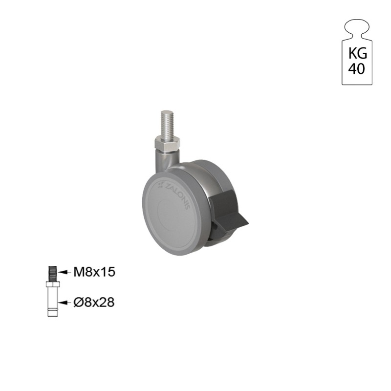 ΡΟΔΑ SR METAL Φ.40 Υ.55 / ΜΕ ΦΡΕΝΟ ΣΕΙΡΑ SR METAL / 40-100 Kg