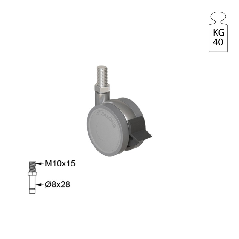 ΡΟΔΑ SR METAL Φ.40 Υ.55 / ΜΕ ΦΡΕΝΟ ΣΕΙΡΑ SR METAL / 40-100 Kg