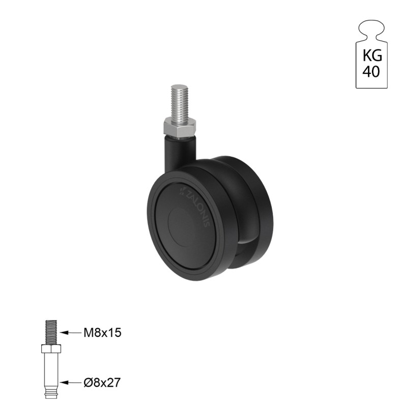 ΡΟΔΑ SR PLASTIC Φ.40 / ΜΑΥΡΟ ΣΕΙΡΑ SR PLASTIC / 40-50 Kg
