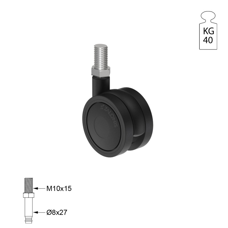 ΡΟΔΑ SR PLASTIC Φ.40 / ΜΑΥΡΟ ΣΕΙΡΑ SR PLASTIC / 40-50 Kg