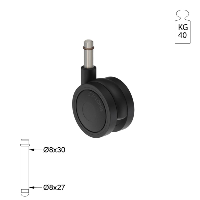 ΡΟΔΑ SR PLASTIC Φ.40 / ΜΑΥΡΟ ΣΕΙΡΑ SR PLASTIC / 40-50 Kg