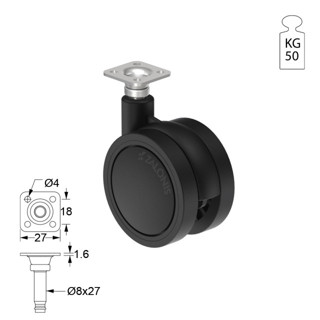 ΡΟΔΑ SR PLASTIC Φ.60 / ΜΑΥΡΟ