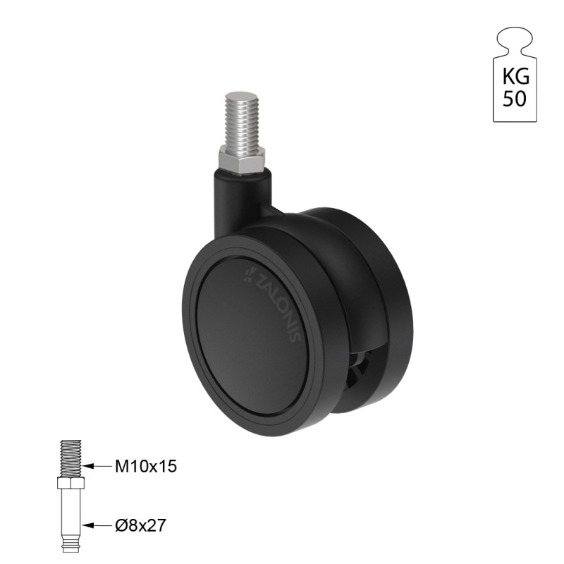 ΡΟΔΑ SR PLASTIC Φ.60 / ΜΑΥΡΟ ΣΕΙΡΑ SR PLASTIC / 40-50 Kg