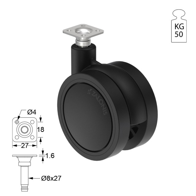 ΡΟΔΑ SR PLASTIC Φ.75 / ΜΑΥΡΟ