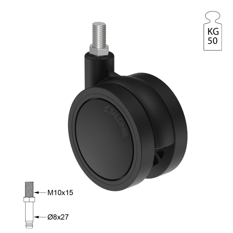 ΡΟΔΑ SR PLASTIC Φ.75 / ΜΑΥΡΟ ΣΕΙΡΑ SR PLASTIC / 40-50 Kg
