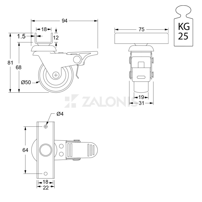 ΡΟΔΑ ΒΙΟΜ. Φ.50 ΦΡΕΝΟ / Υ.68 / 25kg / U18 / ΛΕΥΚΟ ΓΚΡΙ
