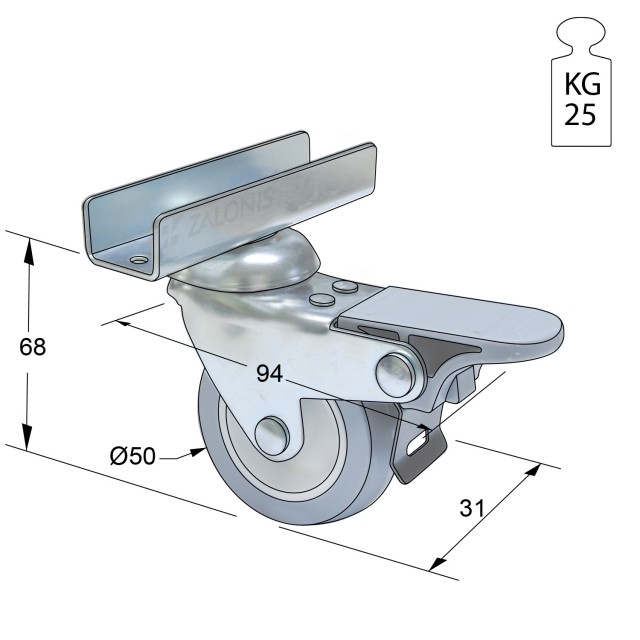 ΡΟΔΑ ΒΙΟΜ. Φ.50 ΦΡΕΝΟ / Υ.68 / 25kg / U18 / ΛΕΥΚΟ ΓΚΡΙ