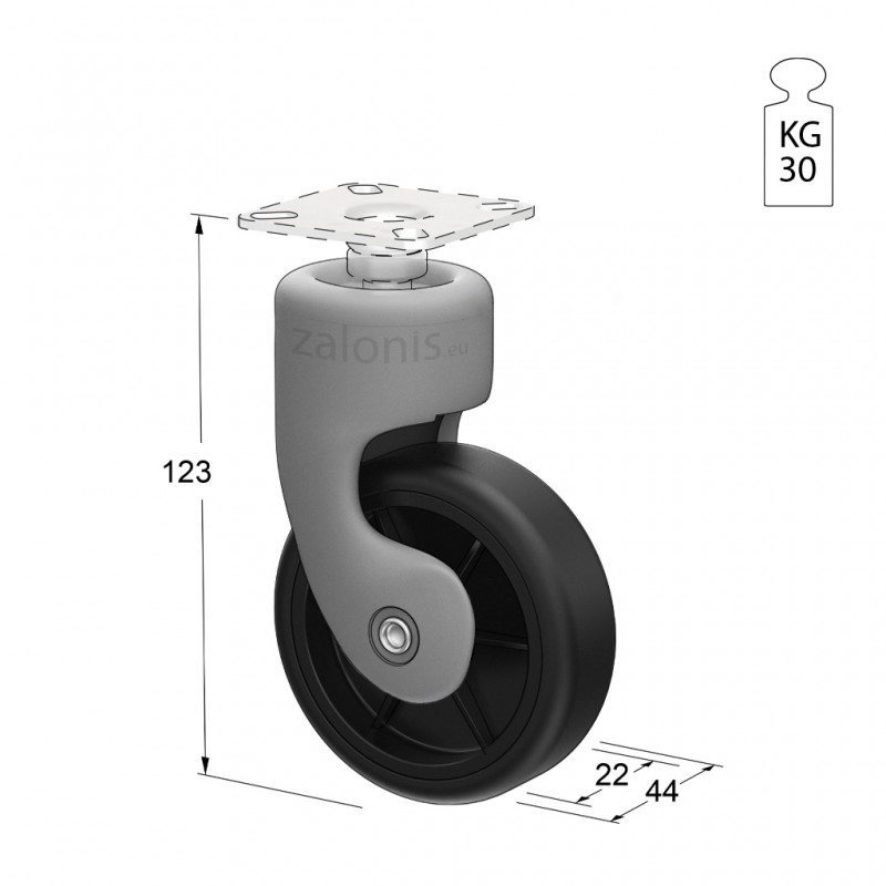 ΡΟΔΑΚΙ ΕΠΙΠΛΟΥ GL Φ.75 / 30kg  - ΠΕΡΙΣΤΡΕΦΟΜΕΝΟ / ΠΛΑΣΤΙΚΟ