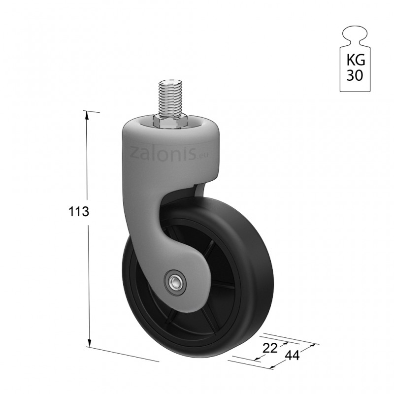 ΡΟΔΑΚΙ ΕΠΙΠΛΟΥ GL Φ.75 / 30kg  - ΠΕΡΙΣΤΡΕΦΟΜΕΝΟ / ΠΛΑΣΤΙΚΟ