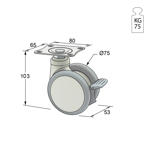 ΡΟΔΑ MEDICAL m.106 Φ.75 ΜΕ ΦΡΕΝΟ / ΠΛΑΚΑ 70x58