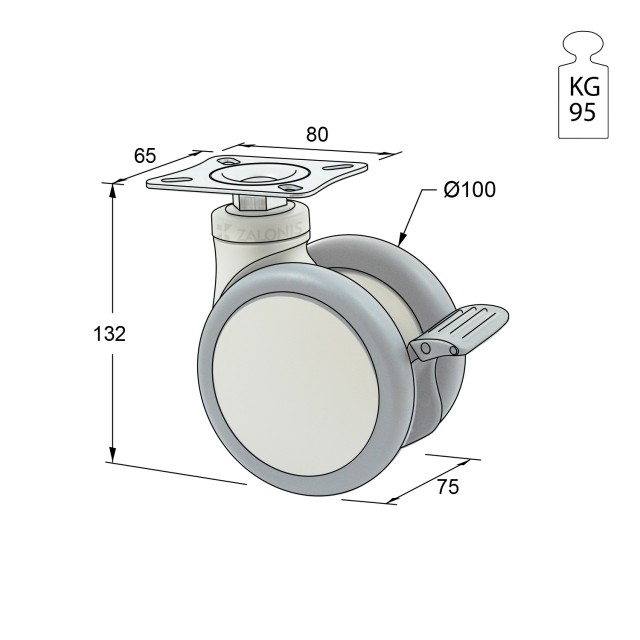 ΡΟΔΑ MEDICAL m.106 Φ.100 ΜΕ ΦΡΕΝΟ / ΠΛΑΚΑ 80x65