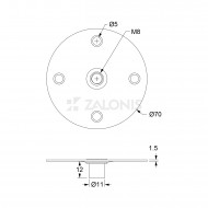ΒΑΣΗ - ΑΝΤΑΠΤΟΡΑΣ ΠΟΔΙΟΥ / Φ.70 mm M8