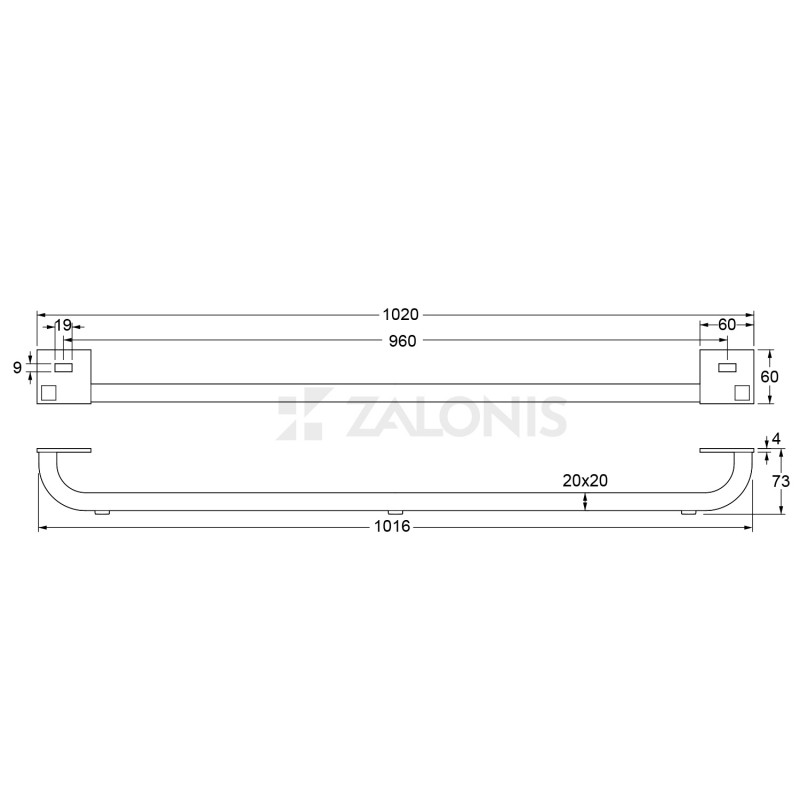 ΠΟΔΙ ΜΠΑΡΑ ΚΑΝΑΠΕ-ΕΠΙΠΛΟΥ ΜΑΚΡΥ m.534 Υ.73 / 20x20 / ΜΑΥΡΟ ΜΑΤ ΠΟΔΑΡΑΚΙΑ ΕΠΙΠΛΩΝ
