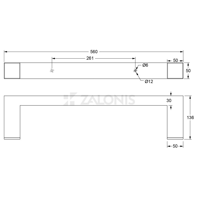 ΠΟΔΙ ΜΠΑΡΑ ΚΑΝΑΠΕ-ΕΠΙΠΛΟΥ m.502 Υ.136 / 50x50 / ΜΑΥΡΟ ΜΑΤ ΠΟΔΑΡΑΚΙΑ ΕΠΙΠΛΩΝ