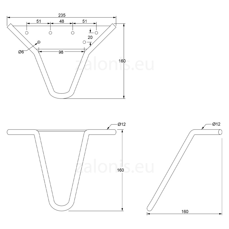 ΠΟΔΑΡΑΚΙ HAIRPIN 2-ROD VINTAGE Υ.160 / ΜΑΥΡΟ MAT ΠΟΔΑΡΑΚΙΑ ΕΠΙΠΛΩΝ