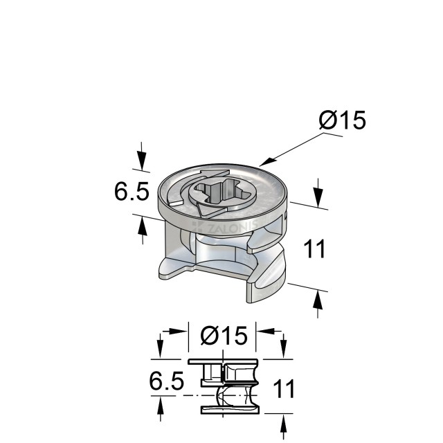 ΦΕΡΑΜΙ ΧΩΝΕΥΤΟ Φ.15x11mm (ΞΥΛΟ 13mm)