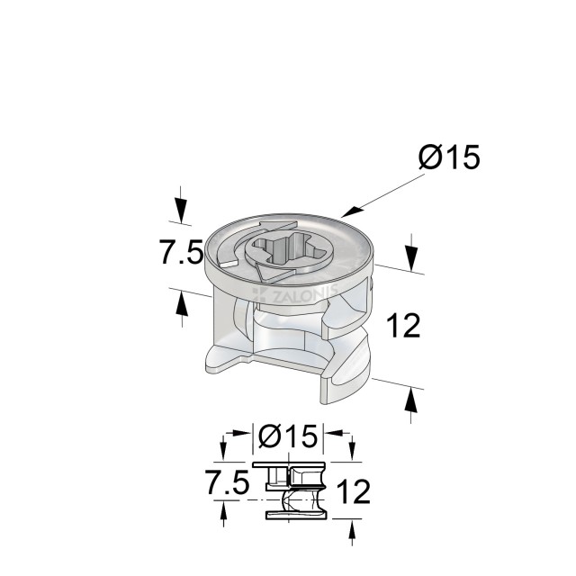 ΦΕΡΑΜΙ ΧΩΝΕΥΤΟ Φ.15x12mm (ΞΥΛΟ 15mm)