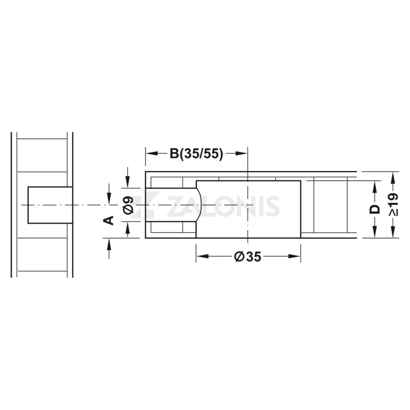 ΦΕΡΑΜΙ ΧΩΝΕΥΤΟ Φ.35x15mm (ξύλο από19mm) ΧΩΝΕΥΤΟΙ ΣΥΝΔΕΣΜΟΙ ΚΑΙ ΒΙΔΕΣ Φ.35