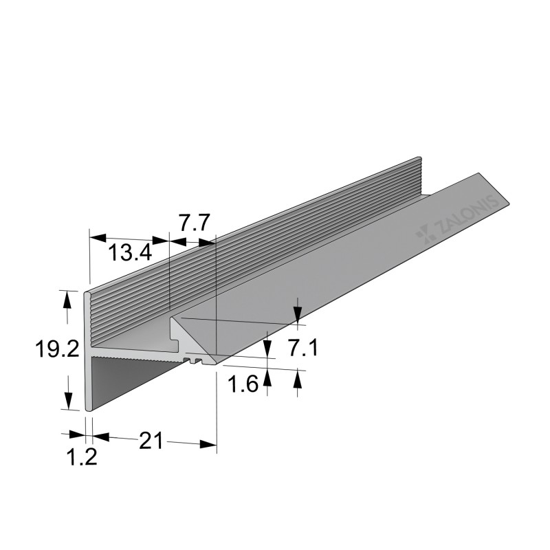 WORKTOP PROFILE WALL END / U 13 mm / MAT ALUMINIUM  SEAL PROFILES