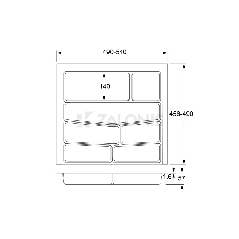 CUTLERY TRAY m.208 / 60 /  GRAPHITE VOLPATO CUTLERY TRAYS