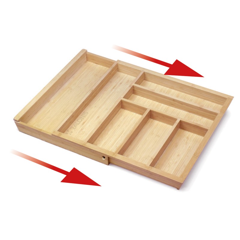 BAMBOO CUTLERY TRAY EXPANDABLE / 40-60cm / WALNUT BAMBOO CUTLERY TRAYS EXPANDABLE