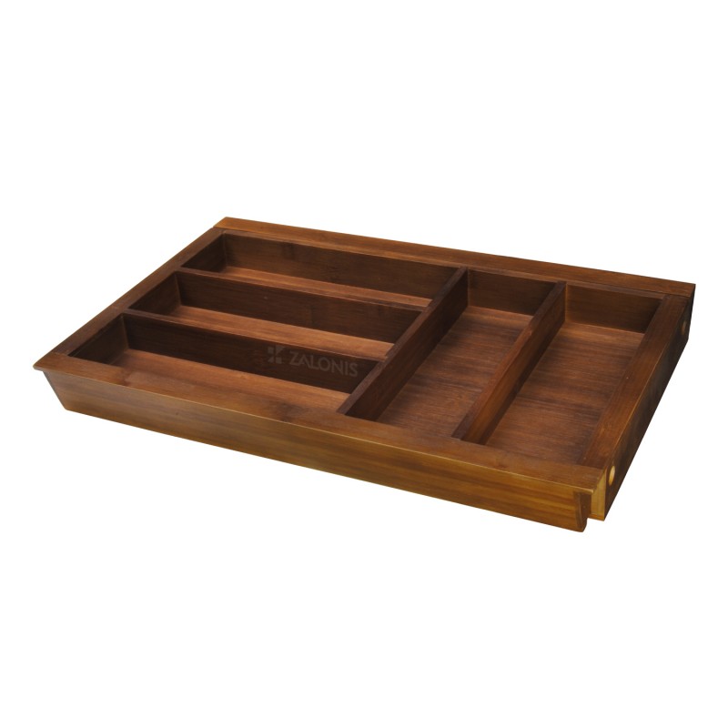BAMBOO CUTLERY TRAY EXPANDABLE / 40-60cm / WALNUT BAMBOO CUTLERY TRAYS EXPANDABLE