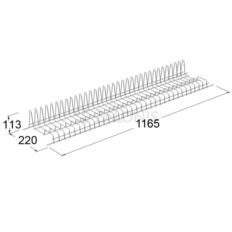 METAL WIRE DISH RACK - RAISED BACKREST - CABINET 120 cm