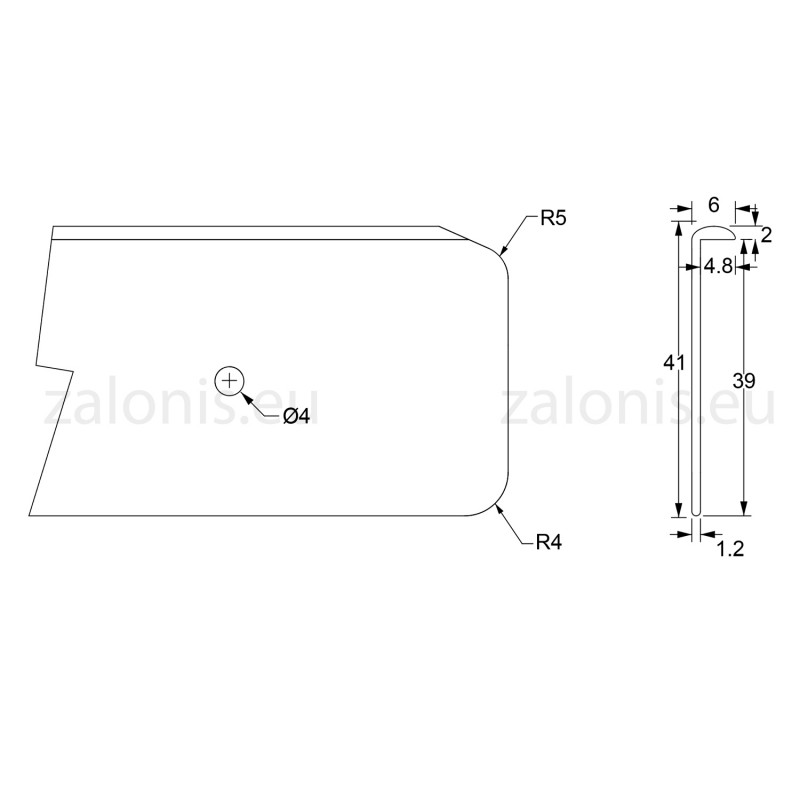 KITCHEN WORKTOPS PRAXITELIS ALUMINIUM END CAP WITH HOLES / 4x64cm KITCHEN WORKTOPS PRAXITELIS ALUMINIUM END CAP WITH HOLES / 4x64cm