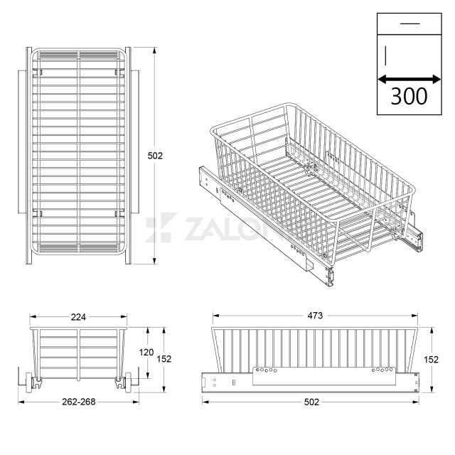 WIRE BASKET m.306 WITH FRONTAL / CABINET 30
